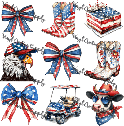 Patriotic Collage Eagle Bows - Vinyl Creation Supply