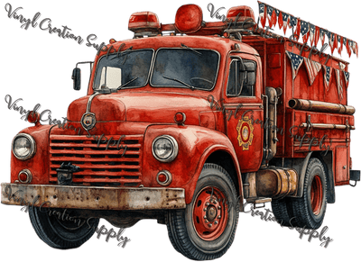 Patriotic Fire Truck - Vinyl Creation Supply