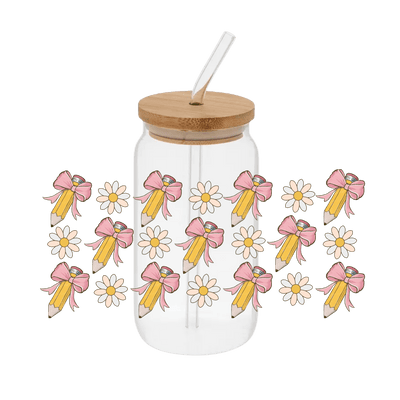 Pencil Bows Daisy – Printed Libby Wrap (9.5" x 4.3" UV DTF) - Vinyl Creation Supply
