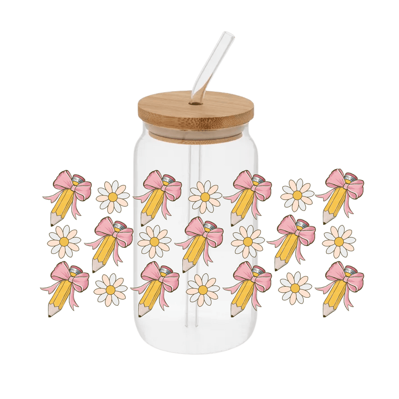 Pencil Bows Daisy – Printed Libby Wrap (9.5" x 4.3" UV DTF) - Vinyl Creation Supply