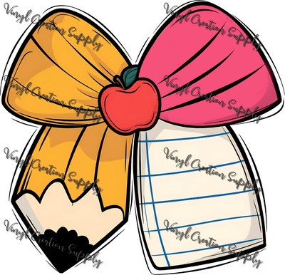 Pencil Paper Apple Bow - Vinyl Creation Supply