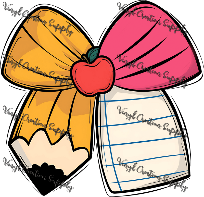 Pencil Paper Apple Bow - Vinyl Creation Supply