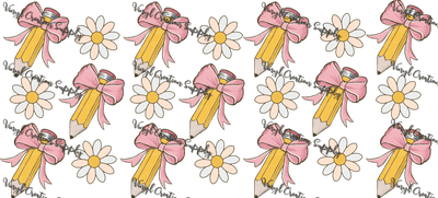 Pencil Bows Daisy – Printed Libby Wrap (9.5" x 4.3" UV DTF) - Vinyl Creation Supply