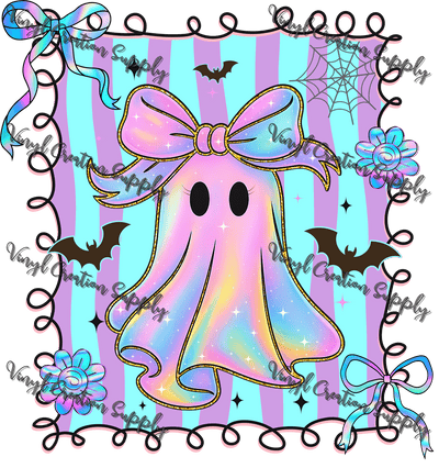 Pink Blue Ghost with Bow - Vinyl Creation Supply