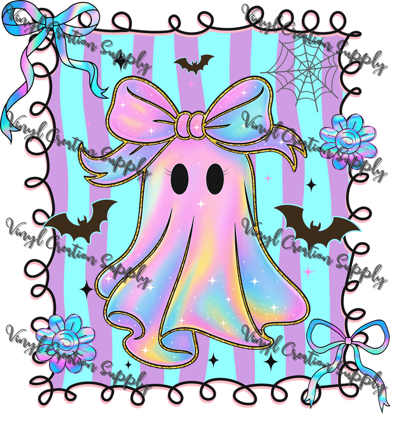 Pink Blue Ghost with Bow - Vinyl Creation Supply