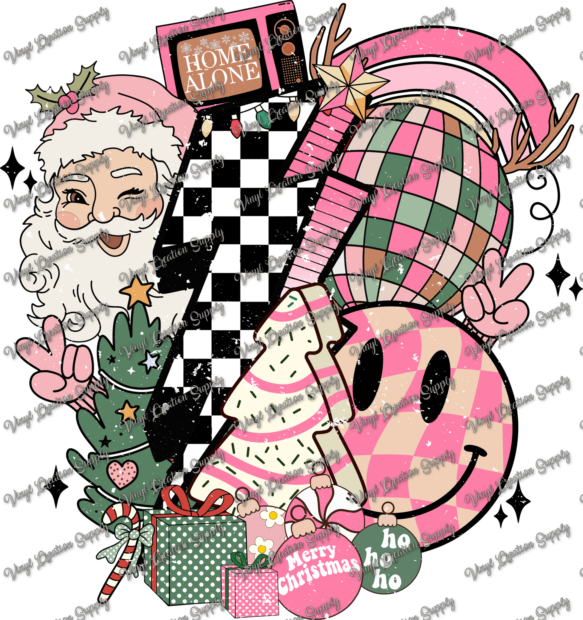 Pink Christmas Collage Grunge – Vinyl Creation Supply