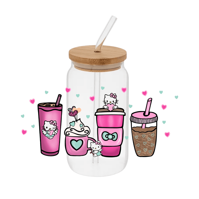Pink Kitty No Background – Printed Libby Wrap (9.5" x 4.3" UV DTF) - Vinyl Creation Supply