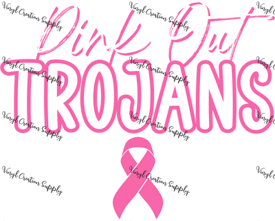 Pink out Trojans Ribbon - Vinyl Creation Supply