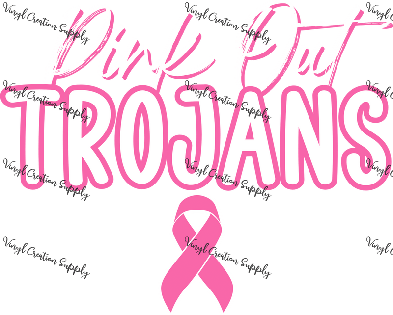 Pink out Trojans Ribbon - Vinyl Creation Supply