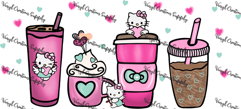 Pink Kitty No Background – Printed Libby Wrap (9.5" x 4.3" UV DTF) - Vinyl Creation Supply