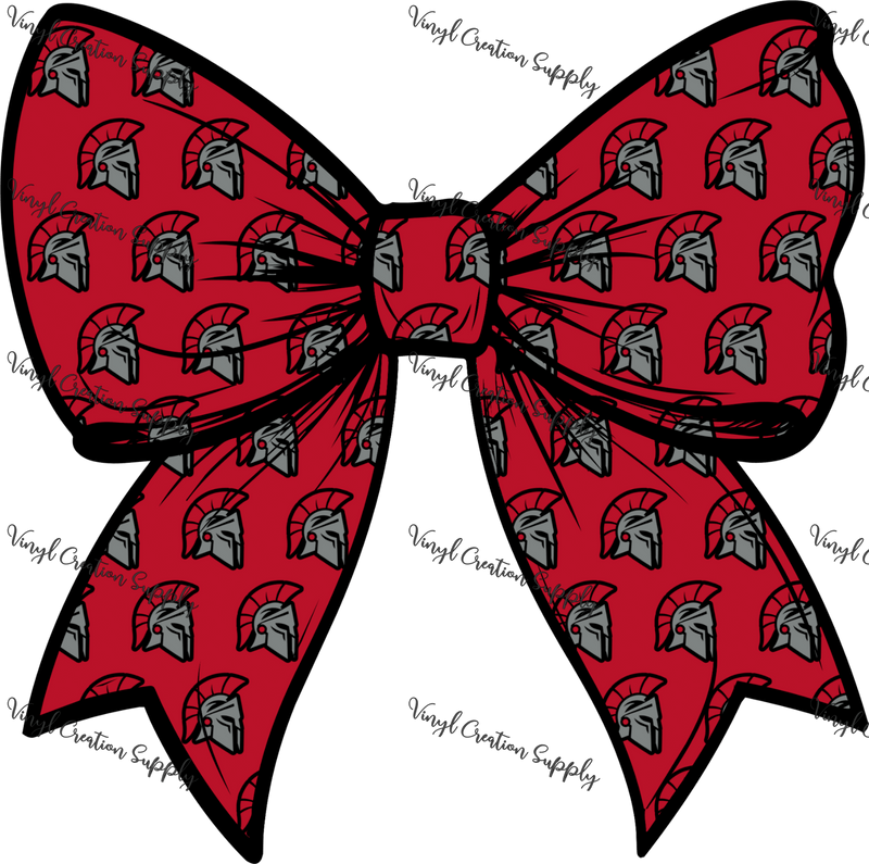 Porter Spartans Logo Bow Red - Vinyl Creation Supply