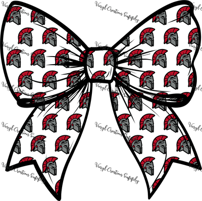 Porter Spartans Logo Bow White - Vinyl Creation Supply