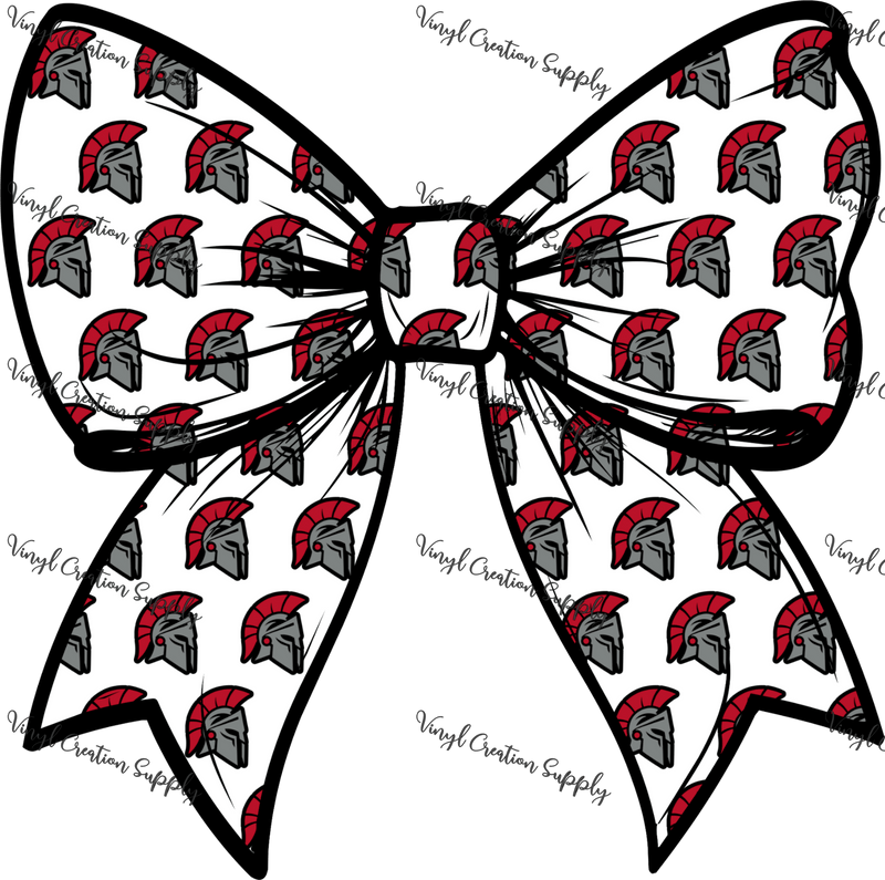 Porter Spartans Logo Bow White - Vinyl Creation Supply