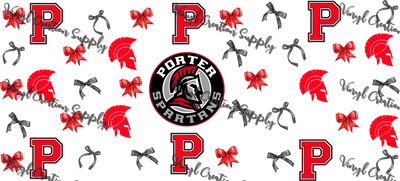 Porter Spartans – Printed Libby Wrap (9.5" x 4.3" UV DTF) - Vinyl Creation Supply