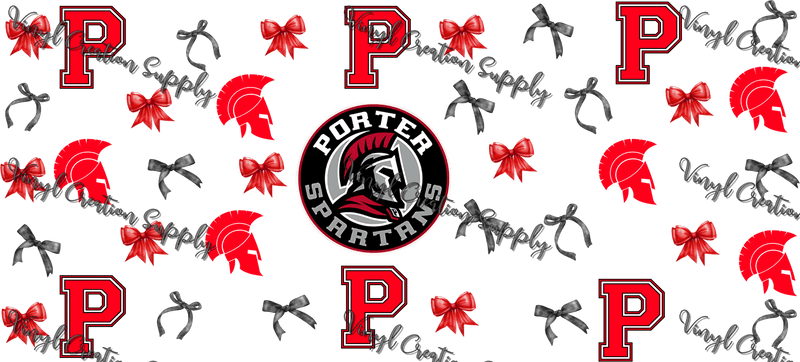 Porter Spartans – Printed Libby Wrap (9.5" x 4.3" UV DTF) - Vinyl Creation Supply