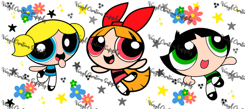 Power Puff Girls – Printed Libby Wrap (9.5" x 4.3" UV DTF) - Vinyl Creation Supply