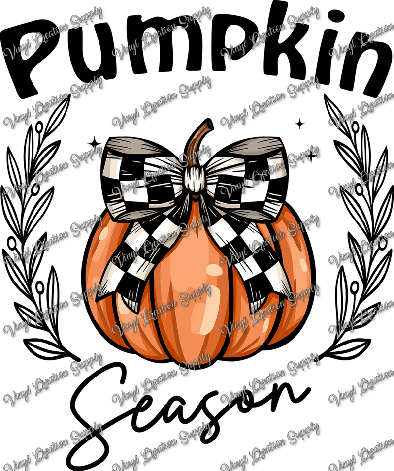 Pumpkin Season Checkered Bow - Vinyl Creation Supply