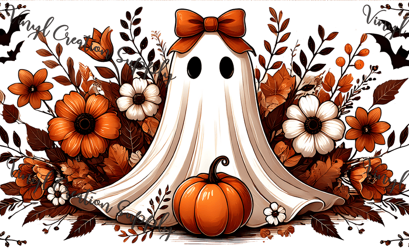 Pumpkin Ghost Floral Autumn - Vinyl Creation Supply