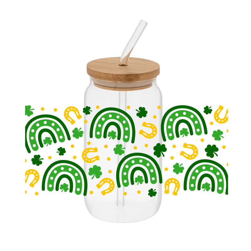 Rainbow St Patty – Printed Libby Wrap (9.5" x 4.3" UV DTF) - Vinyl Creation Supply