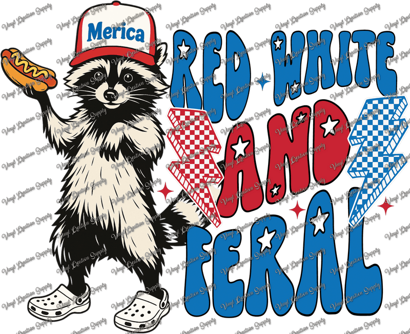 Red, White & Feral Raccoon - Vinyl Creation Supply