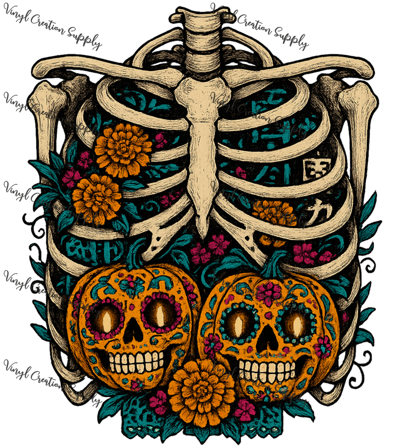 Ribcage Pumpkins Colorful - Vinyl Creation Supply