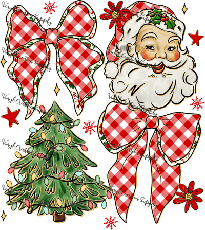 Santa Bow Tree Collage - Vinyl Creation Supply