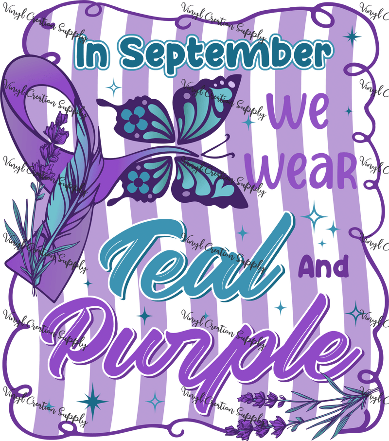 September Teal and Purple Butterly 2 - Vinyl Creation Supply