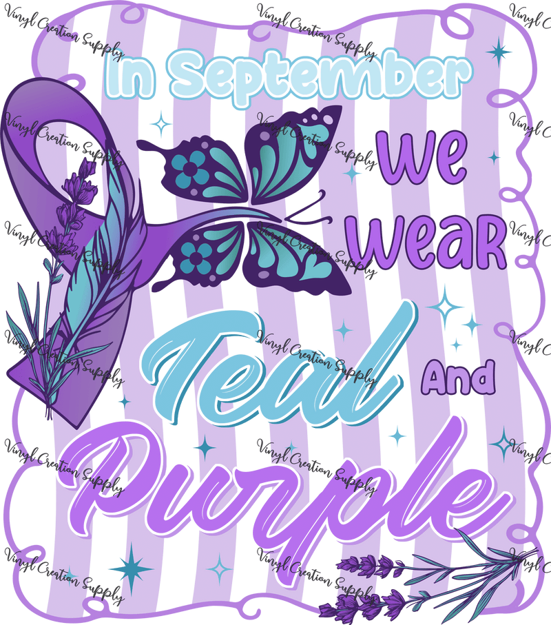 September Teal and Purple Butterly - Vinyl Creation Supply