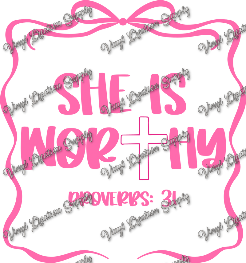 She is Worthy Pink Bow - Vinyl Creation Supply