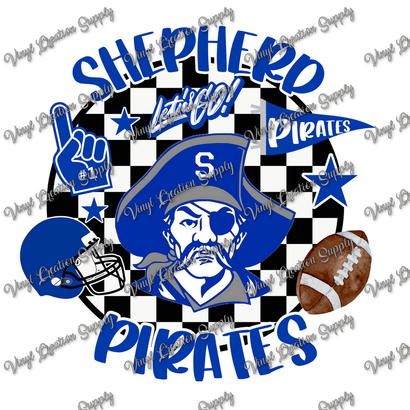 Shepherd Pirates Football Checkered - Vinyl Creation Supply
