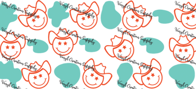 Smiley Western– Printed Libby Wrap (9.5" x 4.3" UV DTF) - Vinyl Creation Supply