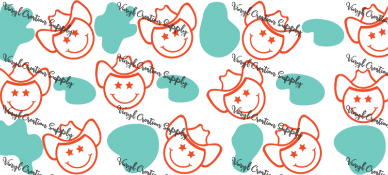 Smiley Western– Printed Libby Wrap (9.5" x 4.3" UV DTF) - Vinyl Creation Supply