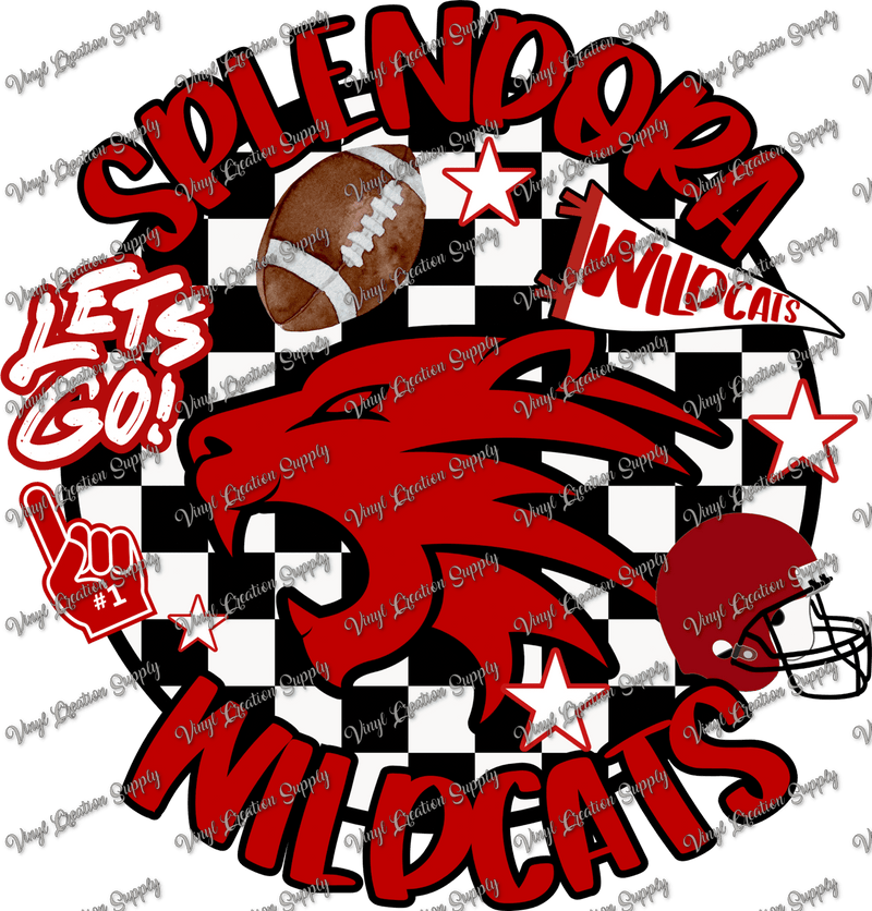 Splendora Wildcats Football Checkered - Vinyl Creation Supply