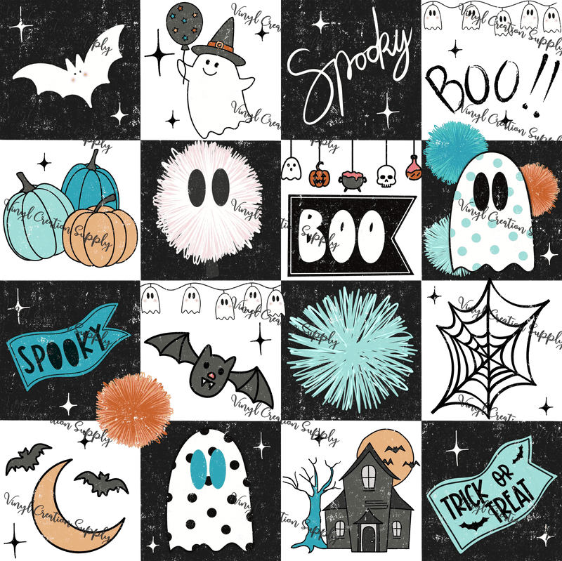 Spooky Checkers in Blue - Vinyl Creation Supply