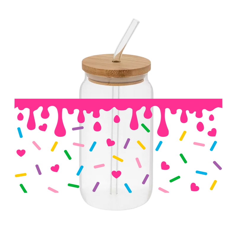 Sprinkles Hot Pink- Printed Libby Wrap (9.5" x 4.3" UV DTF)