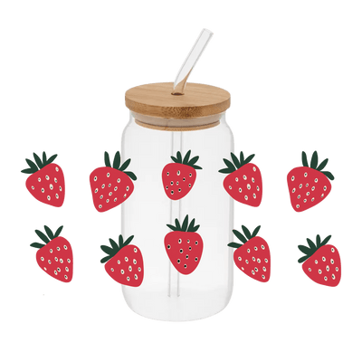Strawberries - Printed Libby Wrap (9.5" x 4.3" UV DTF) - Vinyl Creation Supply