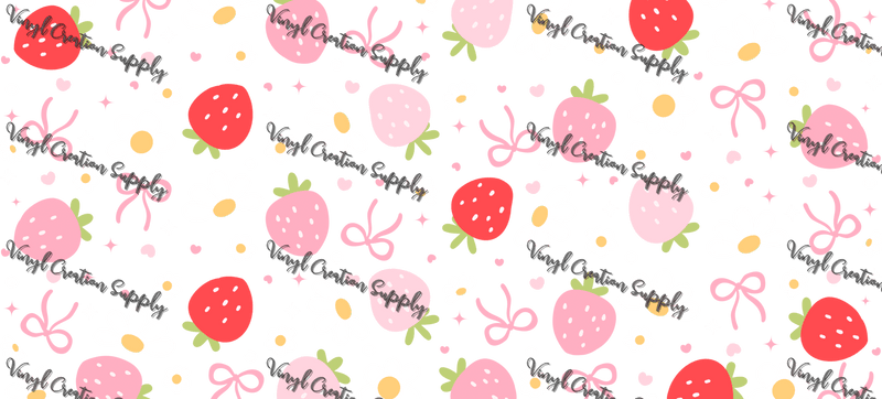 Strawberries & Daisies– Printed Libby Wrap (9.5" x 4.3" UV DTF) - Vinyl Creation Supply