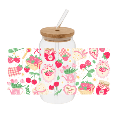 Strawberry Jam– Printed Libby Wrap (9.5" x 4.3" UV DTF) - Vinyl Creation Supply