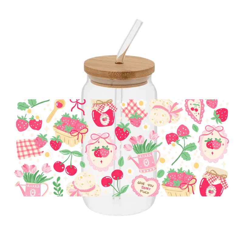 Strawberry Jam– Printed Libby Wrap (9.5" x 4.3" UV DTF) - Vinyl Creation Supply