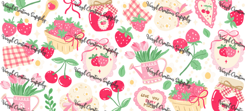 Strawberry Jam– Printed Libby Wrap (9.5" x 4.3" UV DTF) - Vinyl Creation Supply