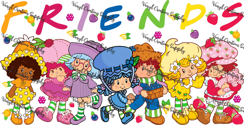 Strawberry Shortcake & Friends– Printed Libby Wrap (9.5" x 4.3" UV DTF) - Vinyl Creation Supply