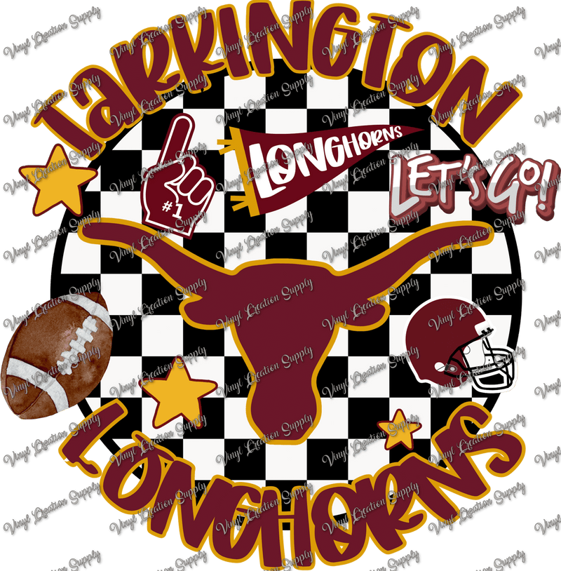 Tarkington Longhorns Football Checkered - Vinyl Creation Supply