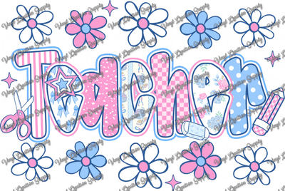 Teacher Checkered Floral - Vinyl Creation Supply