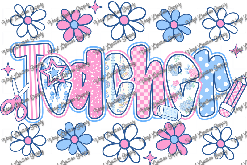 Teacher Checkered Floral - Vinyl Creation Supply