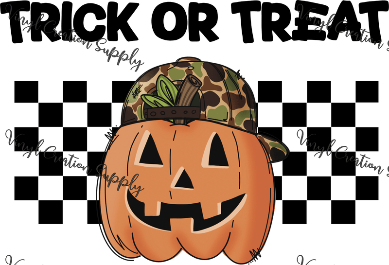 Trick Or Treat Pumpkin Camo Hat - Vinyl Creation Supply