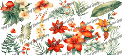 Tropical Floral – Printed Libby Wrap (9.5" x 4.3" UV DTF) - Vinyl Creation Supply