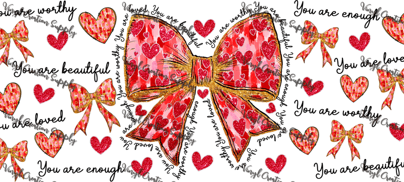 Valentines Bows– Printed Libby Wrap (9.5" x 4.3" UV DTF) - Vinyl Creation Supply