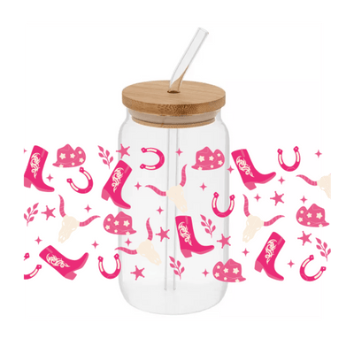 Western Pink– Printed Libby Wrap (9.5" x 4.3" UV DTF) - Vinyl Creation Supply