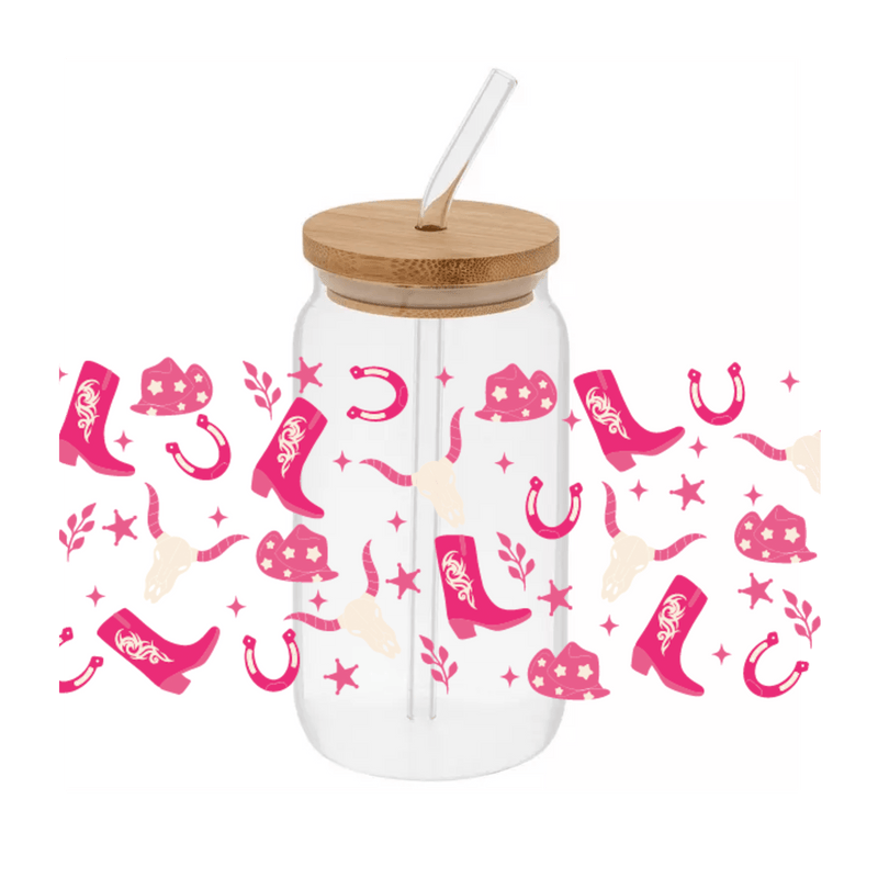 Western Pink– Printed Libby Wrap (9.5" x 4.3" UV DTF) - Vinyl Creation Supply