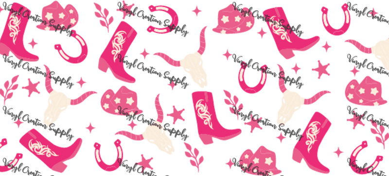 Western Pink– Printed Libby Wrap (9.5" x 4.3" UV DTF) - Vinyl Creation Supply